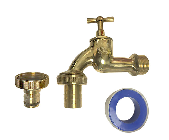 Prestige Water brass water butt tap with snap lock adaptor